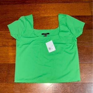 Forever21 Sculpt Shape Women's Green Cropped Tee